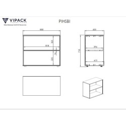 Vipack Librería Pino 2 niveles madera gris