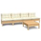 vidaXL Muebles de jardín 5 piezas cojines madera de pino crema vidaXL Muebles de jardín 5 piezas cojines madera de pino crema