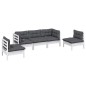vidaXL Muebles de jardín 5 pzas con cojines madera maciza de pino vidaXL Muebles de jardín 5 pzas con cojines madera maciza de pino