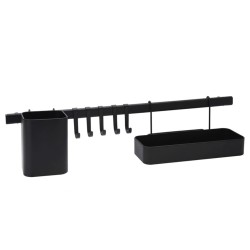 Excellent Houseware Soporte para utensilios de cocina 8 piezas negro