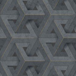 DUTCH WALLCOVERINGS Papel pintado Onyx gris antracita y dorado