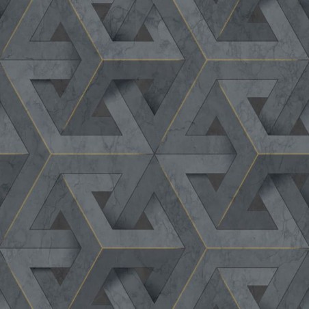 DUTCH WALLCOVERINGS Papel pintado Onyx gris antracita y dorado