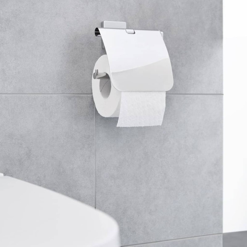 Kleine Wolke Portarrollo de papel higiénico con tapa Luno plateado Kleine Wolke Portarrollo de papel higiénico con tapa Luno plateado