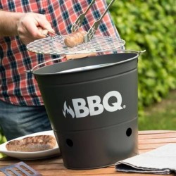 ProGarden Barbacoa de cubo BBQ negro mate 26 cm