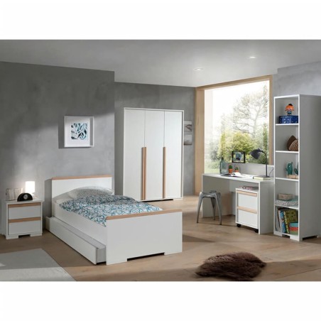 Vipack Mesita de noche con ruedas London 2 cajones madera blanco