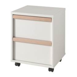 Vipack Mesita de noche con ruedas London 2 cajones madera blanco