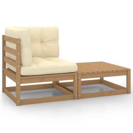 vidaXL Set de muebles de jardín 2 pzas cojines madera pino marrón miel