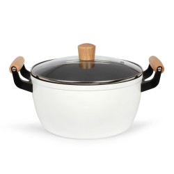 Livoo Olla con asas de madera blanco 24 cm 5 L