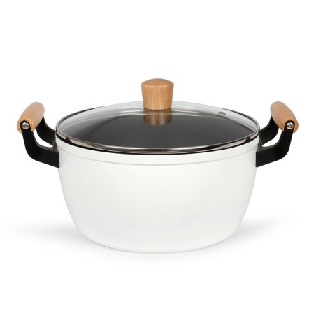 Livoo Olla con asas de madera blanco 24 cm 5 L