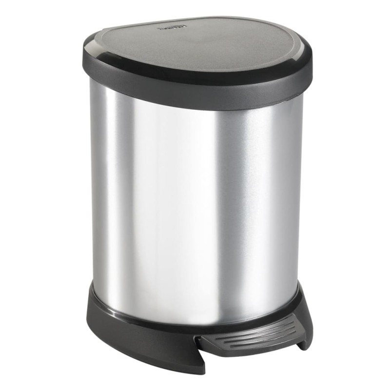 Curver Papelera de pedal Deco ovalada plateada 5 L Curver Papelera de pedal Deco ovalada plateada 5 L