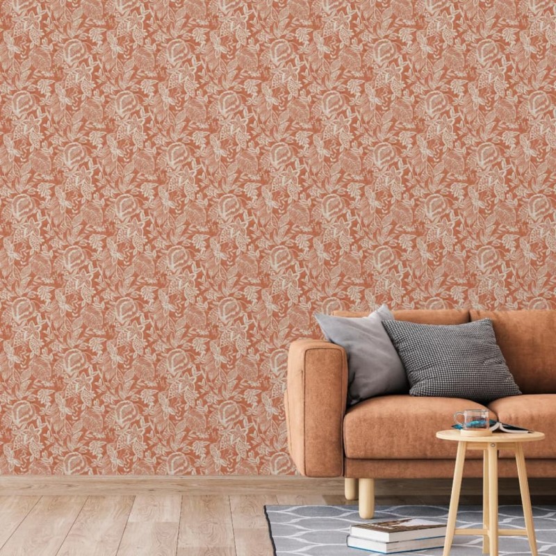 DUTCH WALLCOVERINGS Papel pintado Mae naranja y beige DUTCH WALLCOVERINGS Papel pintado Mae naranja y beige