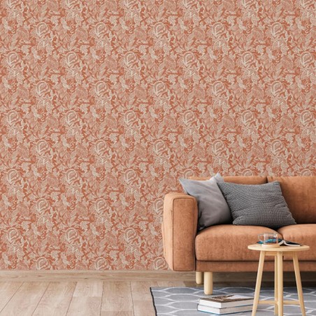DUTCH WALLCOVERINGS Papel pintado Mae naranja y beige