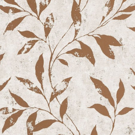 DUTCH WALLCOVERINGS Papel pintado Leafs beige y marrón