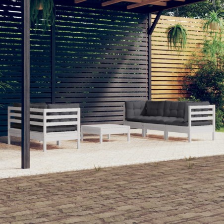 vidaXL Muebles de jardín 6 pzas con cojines antracita madera de pino