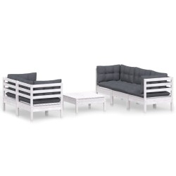 vidaXL Muebles de jardín 6 pzas con cojines antracita madera de pino
