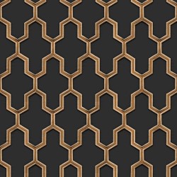 DUTCH WALLCOVERINGS Papel pintado Geometric negro y dorado