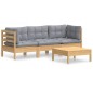 vidaXL Juego de muebles de jardín 4 pzas y cojines madera de pino vidaXL Juego de muebles de jardín 4 pzas y cojines madera de pino