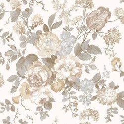 Noordwand Papel pintado Blooming Garden 6 Big Flowers beige y azul