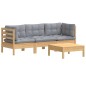 vidaXL Juego de muebles de jardín 4 pzas y cojines madera de pino vidaXL Juego de muebles de jardín 4 pzas y cojines madera de pino