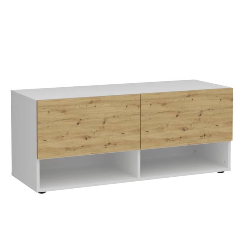 FMD Banco de almacenaje con 2 cajones roble y blanco 108,9x41,7x46,1cm FMD Banco de almacenaje con 2 cajones roble y blanco 108,9x41,7x46,1cm