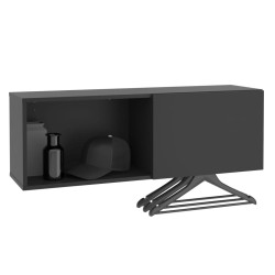 FMD Perchero de pared con compartimento negro 99,1x27,2x33 cm