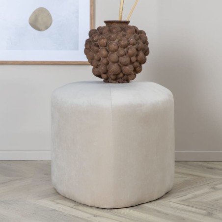Venture Home Puf de terciopelo blanco Peg 46x46x41 cm