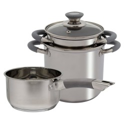 Eurotrail Batería de cocina Dunbar 3 piezas acero inoxidable