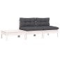 vidaXL Muebles de jardín 3 pzas y cojines blanco madera maciza pino vidaXL Muebles de jardín 3 pzas y cojines blanco madera maciza pino