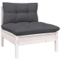 vidaXL Muebles de jardín 3 pzas y cojines blanco madera maciza pino vidaXL Muebles de jardín 3 pzas y cojines blanco madera maciza pino