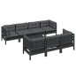 vidaXL Juego de muebles de jardín 8 pzas y cojines madera maciza pino vidaXL Juego de muebles de jardín 8 pzas y cojines madera maciza pino