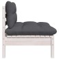 vidaXL Muebles de jardín 3 pzas y cojines blanco madera maciza pino vidaXL Muebles de jardín 3 pzas y cojines blanco madera maciza pino