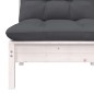 vidaXL Muebles de jardín 3 pzas y cojines blanco madera maciza pino vidaXL Muebles de jardín 3 pzas y cojines blanco madera maciza pino