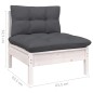 vidaXL Muebles de jardín 3 pzas y cojines blanco madera maciza pino vidaXL Muebles de jardín 3 pzas y cojines blanco madera maciza pino