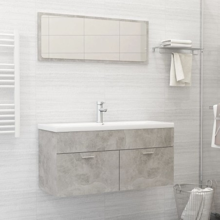 vidaXL Set muebles de baño 2 piezas madera contrachapada gris hormigón