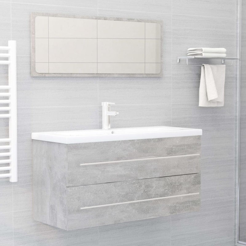 vidaXL Set muebles de baño 2 piezas madera contrachapada gris hormigón vidaXL Set muebles de baño 2 piezas madera contrachapada gris hormigón
