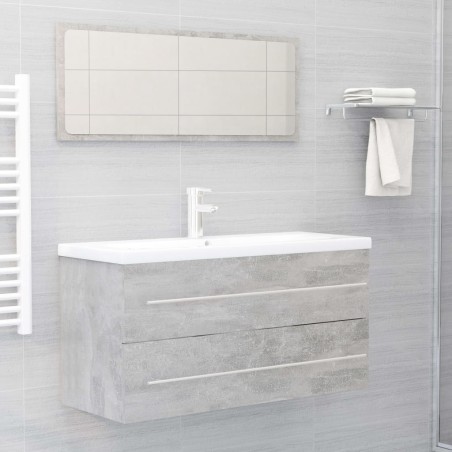 vidaXL Set muebles de baño 2 piezas madera contrachapada gris hormigón