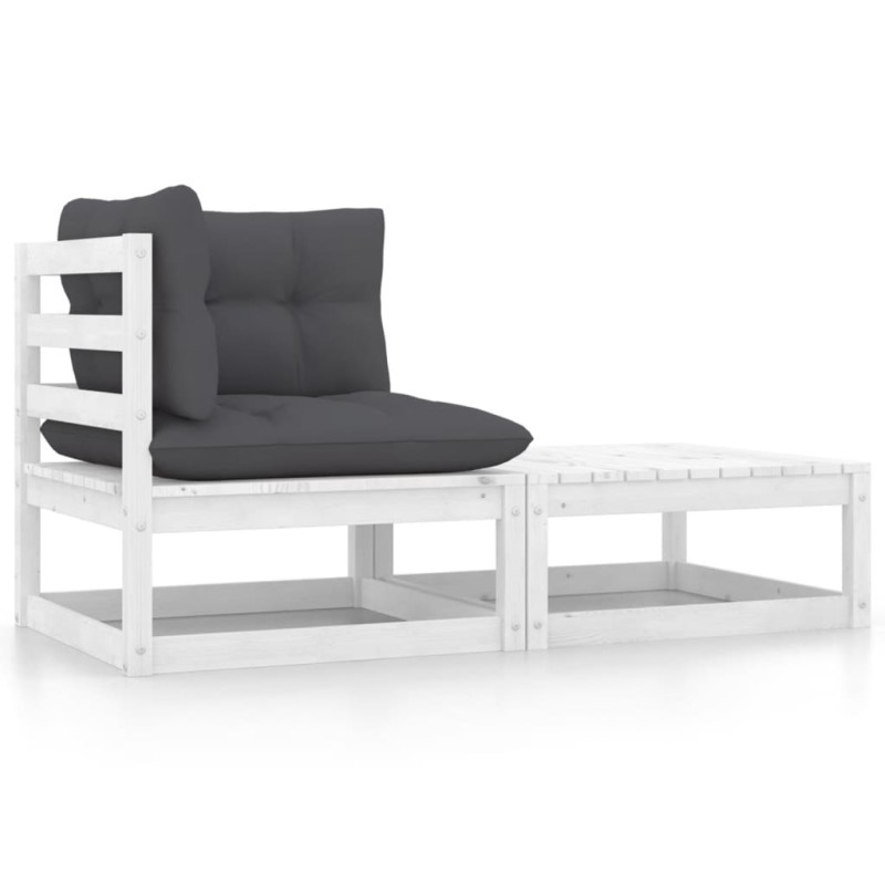 vidaXL Set de muebles de jardín 2 pzas con cojines madera pino blanco