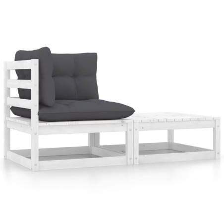vidaXL Set de muebles de jardín 2 pzas con cojines madera pino blanco