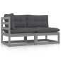 vidaXL Set de muebles de jardín 2 pzas con cojines madera pino gris vidaXL Set de muebles de jardín 2 pzas con cojines madera pino gris