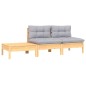 vidaXL Juego de muebles de jardín 3 pzas con cojines gris madera pino vidaXL Juego de muebles de jardín 3 pzas con cojines gris madera pino
