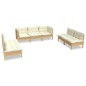 vidaXL Muebles de jardín 7 pzas y cojines madera maciza de pino crema vidaXL Muebles de jardín 7 pzas y cojines madera maciza de pino crema