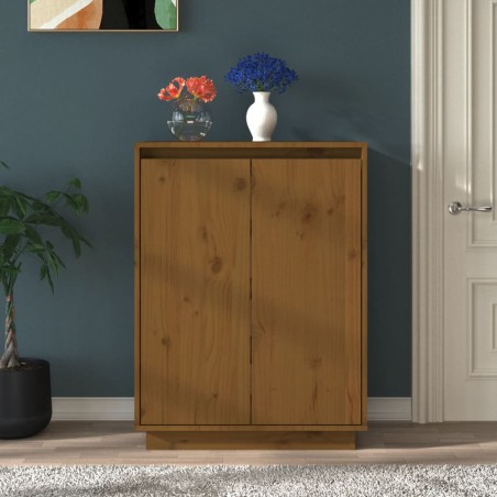 vidaXL Armario zapatero madera maciza de pino marrón miel 60x35x80 cm