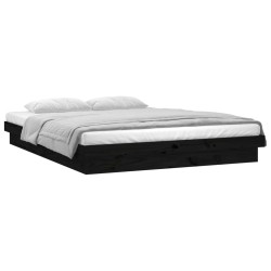 vidaXL Estructura de cama con LED madera maciza negro 135x190 cm