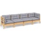 vidaXL Juego de muebles de jardín 4 pzas y cojines madera maciza pino vidaXL Juego de muebles de jardín 4 pzas y cojines madera maciza pino