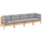 vidaXL Juego de muebles de jardín 4 pzas y cojines madera maciza pino vidaXL Juego de muebles de jardín 4 pzas y cojines madera maciza pino