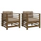 vidaXL Sillones de jardín cojines 2 uds madera maciza pino marrón miel vidaXL Sillones de jardín cojines 2 uds madera maciza pino marrón miel