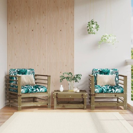 vidaXL Sillones de jardín con cojines 2 uds madera de pino impregnada