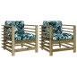 vidaXL Sillones de jardín con cojines 2 uds madera de pino impregnada