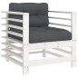 vidaXL Sillones de jardín con cojines 2 uds madera maciza pino blanco vidaXL Sillones de jardín con cojines 2 uds madera maciza pino blanco