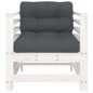 vidaXL Sillones de jardín con cojines 2 uds madera maciza pino blanco vidaXL Sillones de jardín con cojines 2 uds madera maciza pino blanco